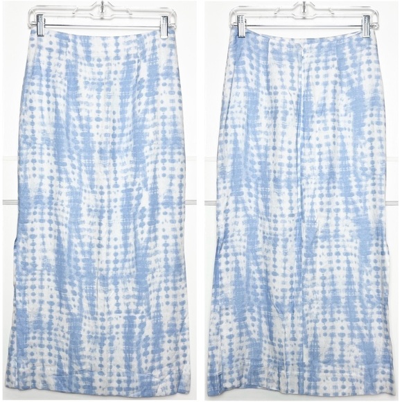 STAUD 90s Pastel Cloud Dye Print High Waist Side Slit Pencil Midi Slip Skirt 2 - Picture 5 of 8